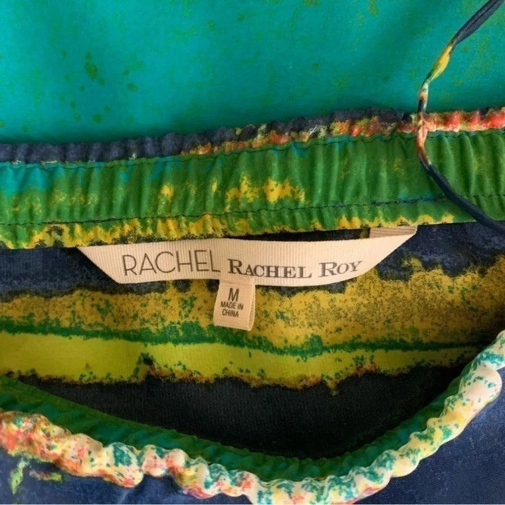 Rachel Rachel‎ Roy Multicolor Striped Asymmetrical Draped Dress Medium